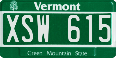 VT license plate XSW615