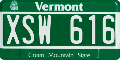 VT license plate XSW616
