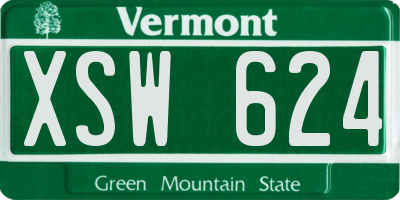 VT license plate XSW624