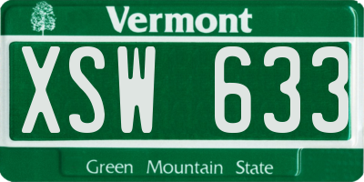 VT license plate XSW633