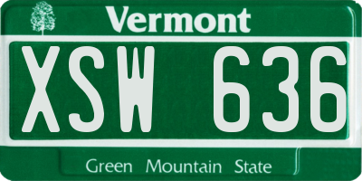 VT license plate XSW636