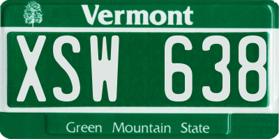 VT license plate XSW638