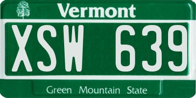 VT license plate XSW639