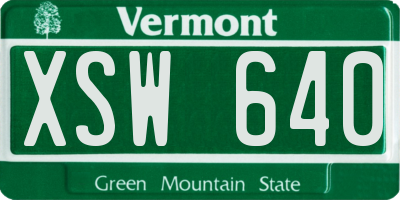 VT license plate XSW640
