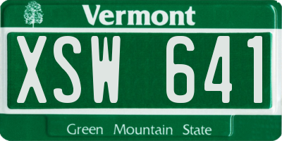VT license plate XSW641