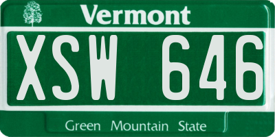 VT license plate XSW646