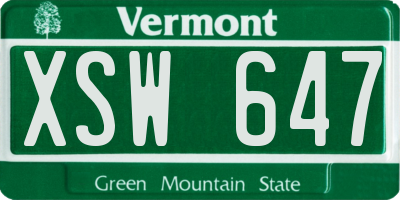 VT license plate XSW647