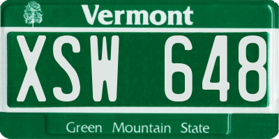 VT license plate XSW648