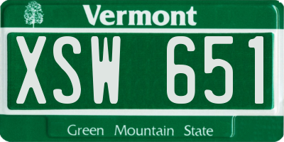 VT license plate XSW651