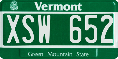 VT license plate XSW652