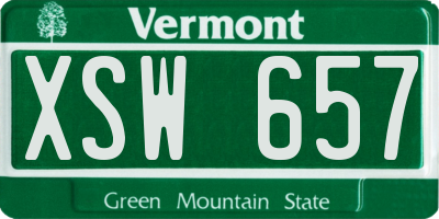VT license plate XSW657