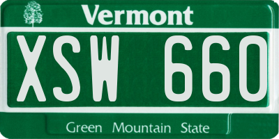 VT license plate XSW660