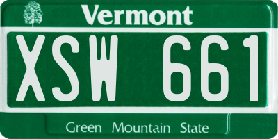 VT license plate XSW661