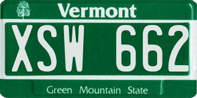 VT license plate XSW662