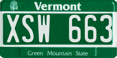 VT license plate XSW663