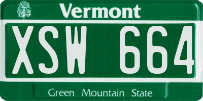 VT license plate XSW664