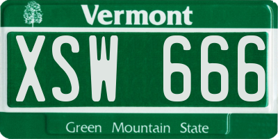 VT license plate XSW666