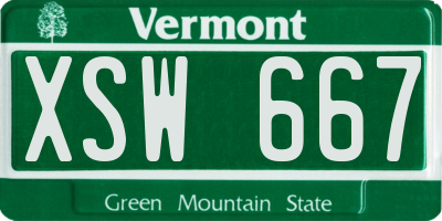 VT license plate XSW667