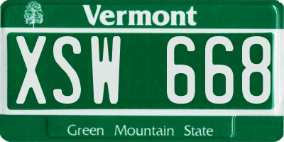 VT license plate XSW668