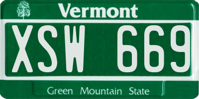 VT license plate XSW669
