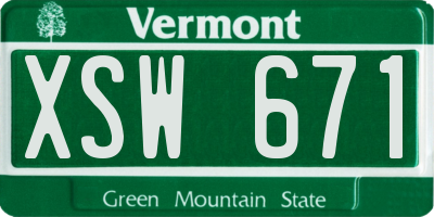 VT license plate XSW671