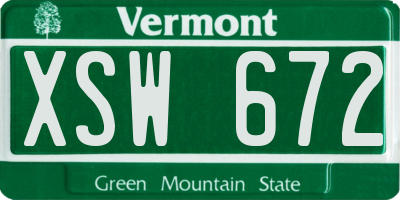 VT license plate XSW672