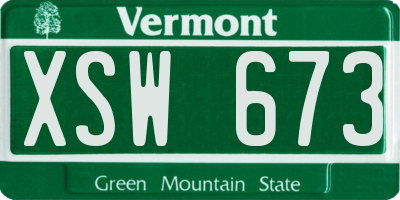 VT license plate XSW673
