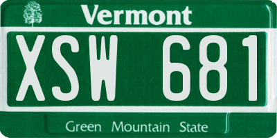 VT license plate XSW681