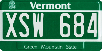 VT license plate XSW684
