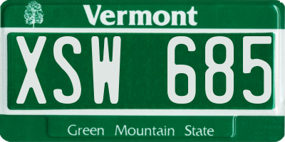 VT license plate XSW685