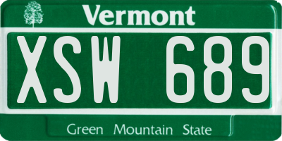 VT license plate XSW689