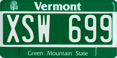 VT license plate XSW699
