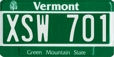 VT license plate XSW701