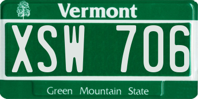 VT license plate XSW706