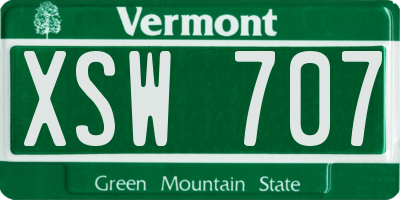 VT license plate XSW707