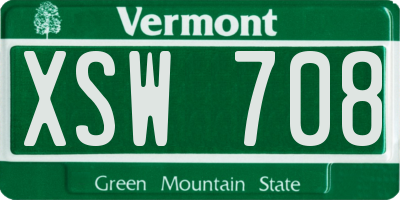 VT license plate XSW708