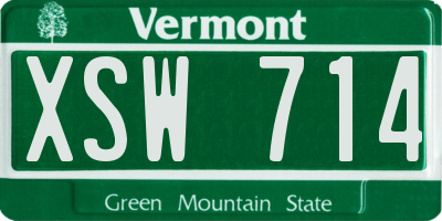 VT license plate XSW714
