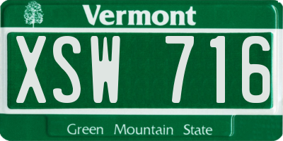 VT license plate XSW716