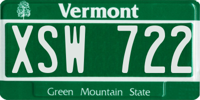 VT license plate XSW722