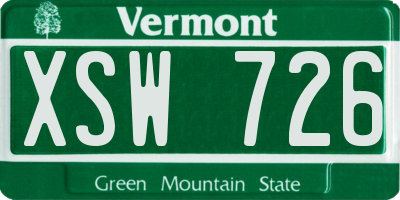 VT license plate XSW726