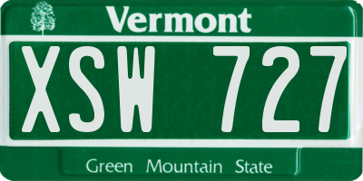 VT license plate XSW727