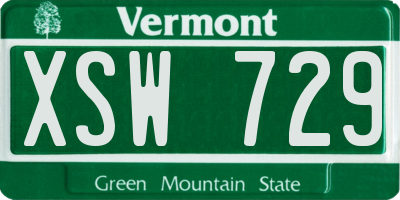 VT license plate XSW729