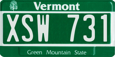 VT license plate XSW731