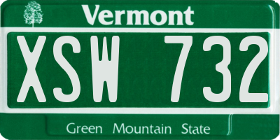 VT license plate XSW732