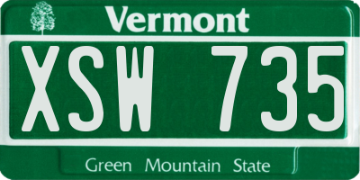 VT license plate XSW735