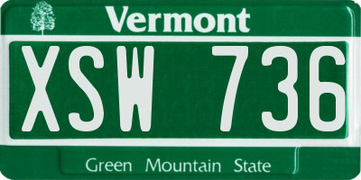 VT license plate XSW736