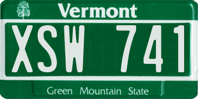 VT license plate XSW741