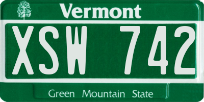 VT license plate XSW742