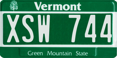 VT license plate XSW744