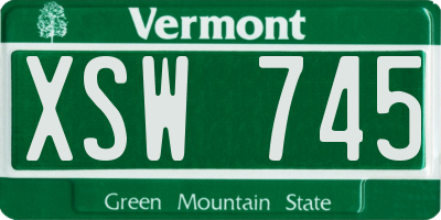 VT license plate XSW745